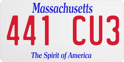 MA license plate 441CU3