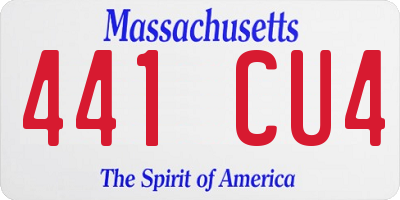 MA license plate 441CU4