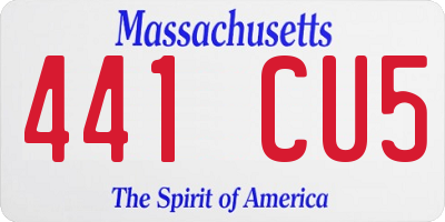MA license plate 441CU5