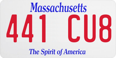 MA license plate 441CU8