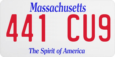 MA license plate 441CU9