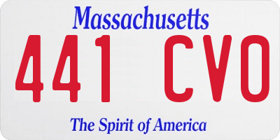 MA license plate 441CV0