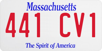 MA license plate 441CV1