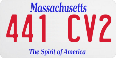 MA license plate 441CV2