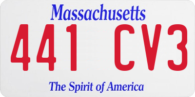 MA license plate 441CV3