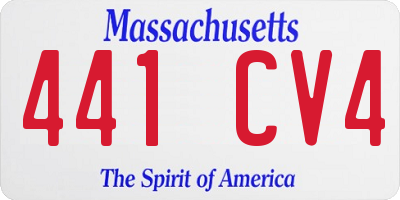 MA license plate 441CV4
