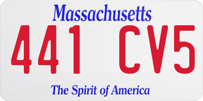 MA license plate 441CV5