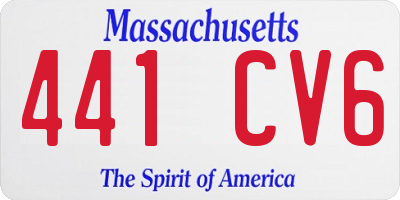 MA license plate 441CV6