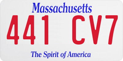 MA license plate 441CV7