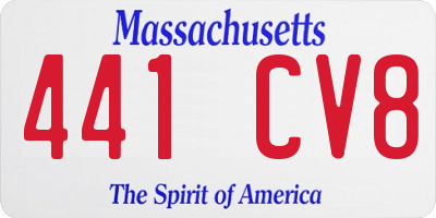 MA license plate 441CV8