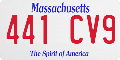 MA license plate 441CV9