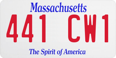 MA license plate 441CW1