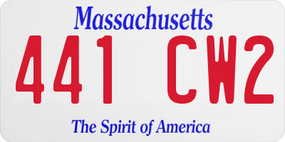 MA license plate 441CW2