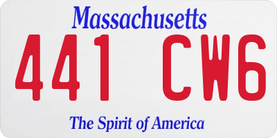 MA license plate 441CW6