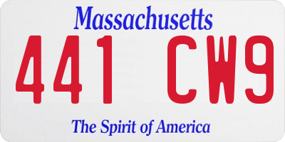 MA license plate 441CW9