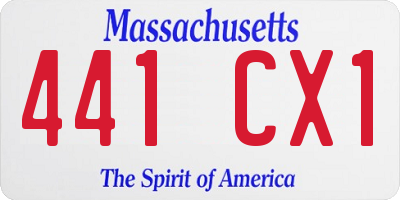 MA license plate 441CX1