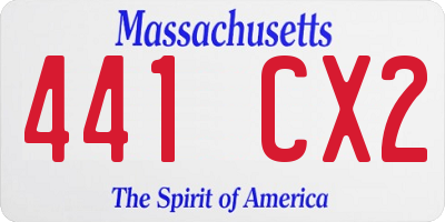 MA license plate 441CX2