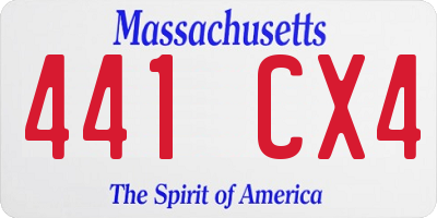 MA license plate 441CX4