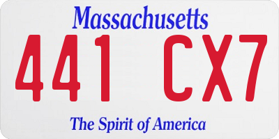 MA license plate 441CX7