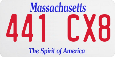MA license plate 441CX8