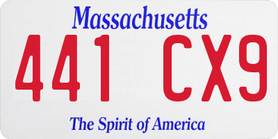 MA license plate 441CX9
