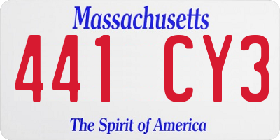 MA license plate 441CY3