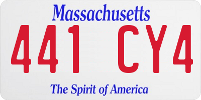 MA license plate 441CY4