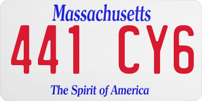 MA license plate 441CY6