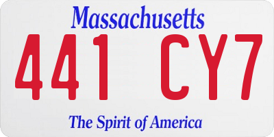 MA license plate 441CY7
