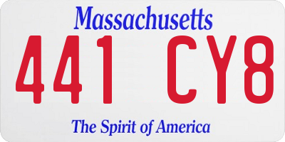 MA license plate 441CY8
