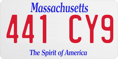 MA license plate 441CY9