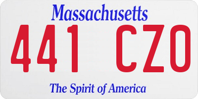 MA license plate 441CZ0