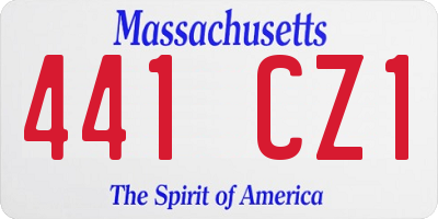 MA license plate 441CZ1