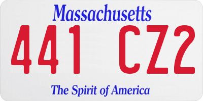 MA license plate 441CZ2