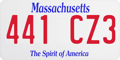 MA license plate 441CZ3