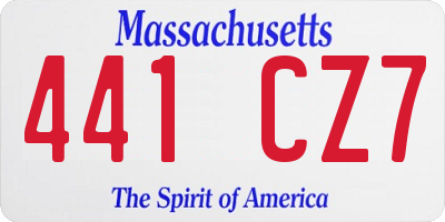 MA license plate 441CZ7