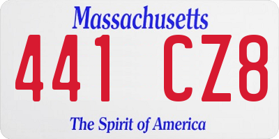 MA license plate 441CZ8
