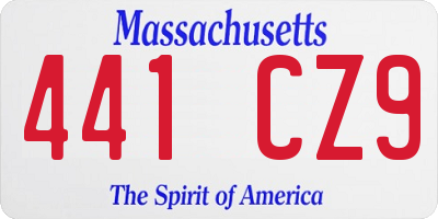 MA license plate 441CZ9