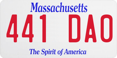 MA license plate 441DA0