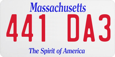MA license plate 441DA3