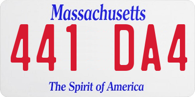 MA license plate 441DA4