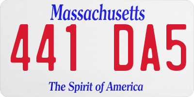 MA license plate 441DA5