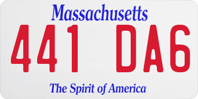 MA license plate 441DA6