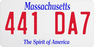 MA license plate 441DA7