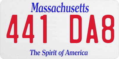 MA license plate 441DA8