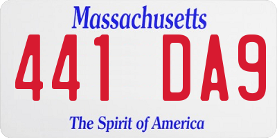 MA license plate 441DA9
