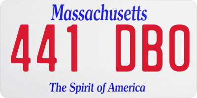 MA license plate 441DB0