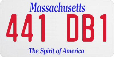 MA license plate 441DB1