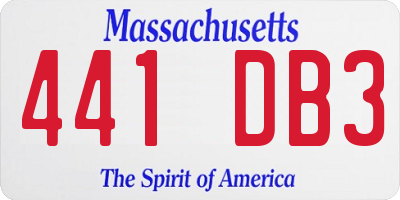 MA license plate 441DB3