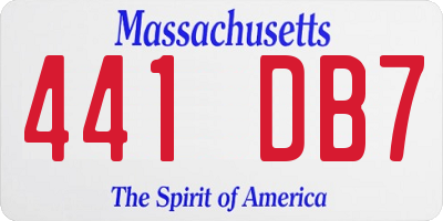 MA license plate 441DB7